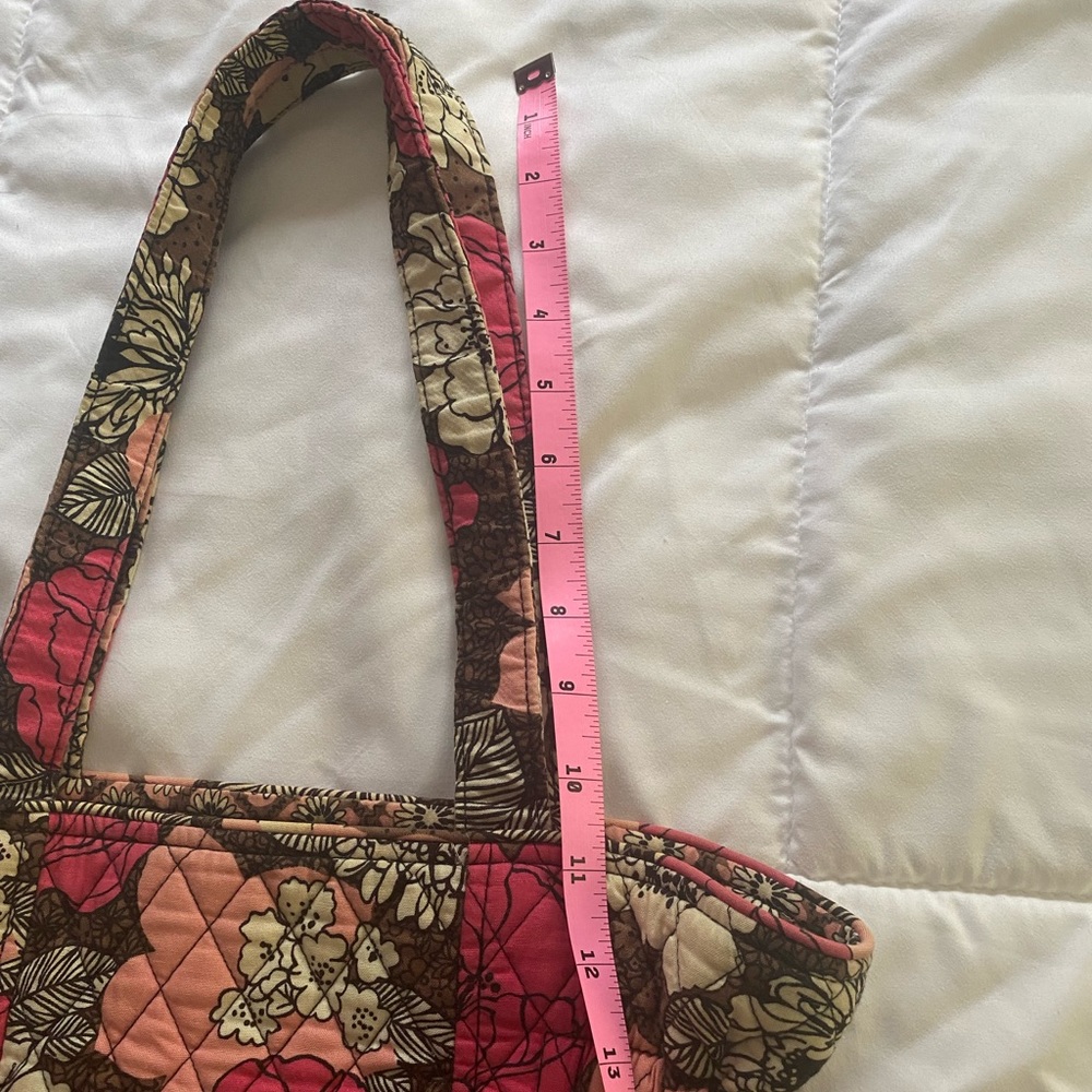 Vera Bradley retired mocha rouge shoulder bag pink, brown, white floral pattern - Picture 11 of 16